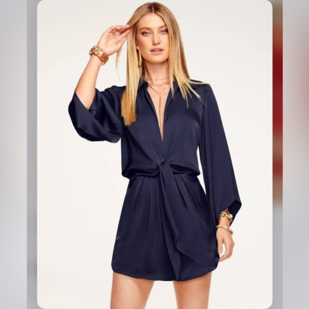 Ramy Brook Penny Bell Sleeve Mini Dress--Navy XS